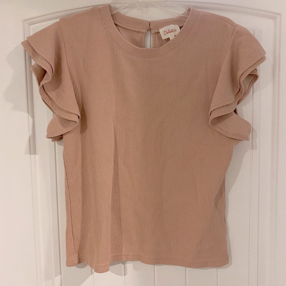Deletta Pink Ruffle Sleeve Blouse